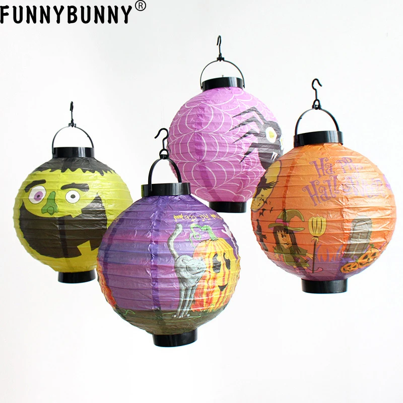 FUNNYBUNNY Хэллоуин Декор Тыква фонарь свет партии висит бумажная лампа | Дом и сад