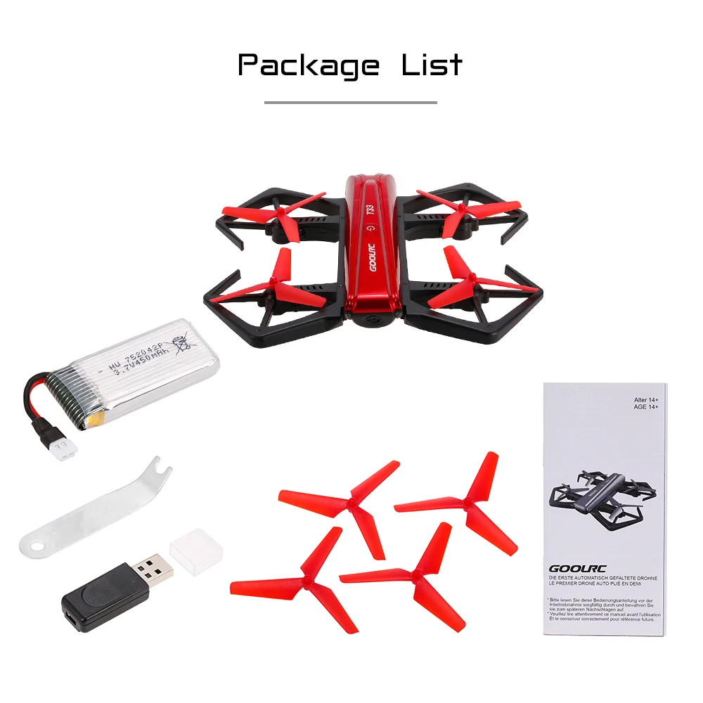GoolRC T33 FPV 720P HD Квадрокоптер складной G Датчик Мини RC селфи Карманный Дрон с камерой
