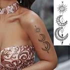 VANKIRS черная хна полумесяц солнце женские татуировки на руку на запястье временные Девушки боди-арт искусственная татуировка наклейки кружевные этнические Пользовательские Татуировки