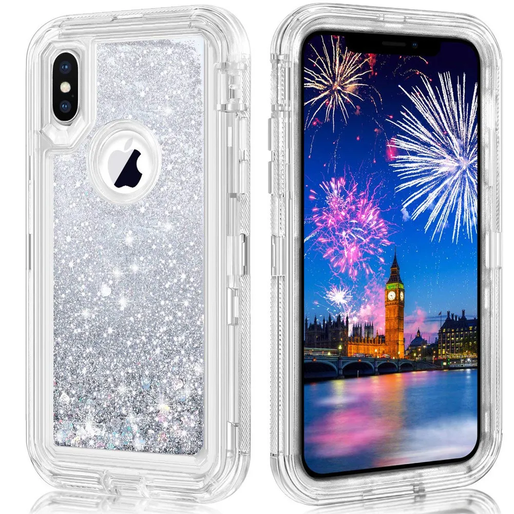 Гибридный 3D Блестящий Защитный чехол для iPhone XS Max/XR динамические зыбучие пески, противоударные чехлы для телефонов для iPhone 8 7, опт, лот 10 шт