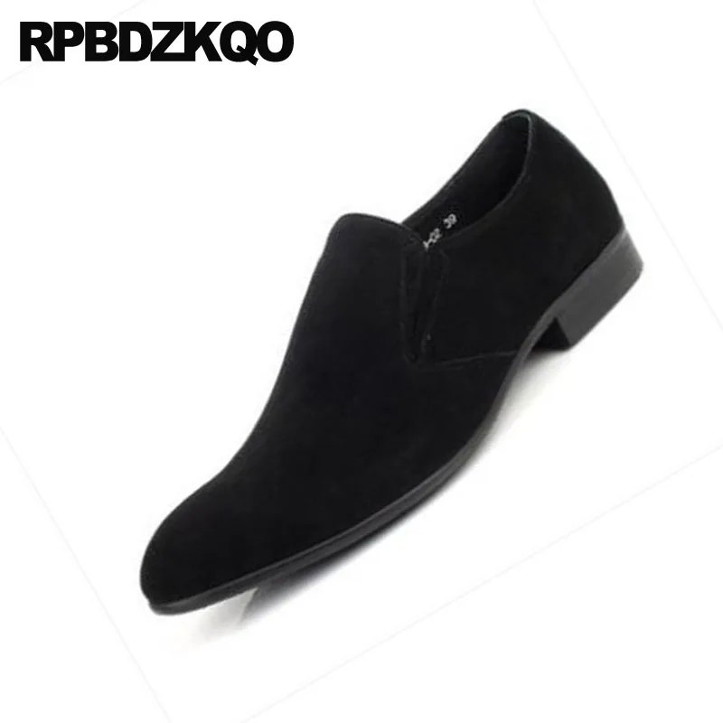 Мужские деловые замшевые туфли из натурального нубука темно-синие классические