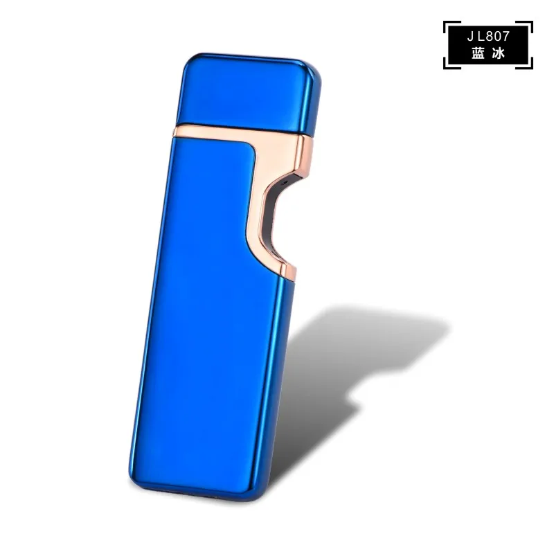 Синий Тонкий гаджет для мужчин зарядки USB Зажигалка электронная сигарета зажигалки Металл ветрозащитный Электрический катушки пьезо зажигалки - Цвет: Синий