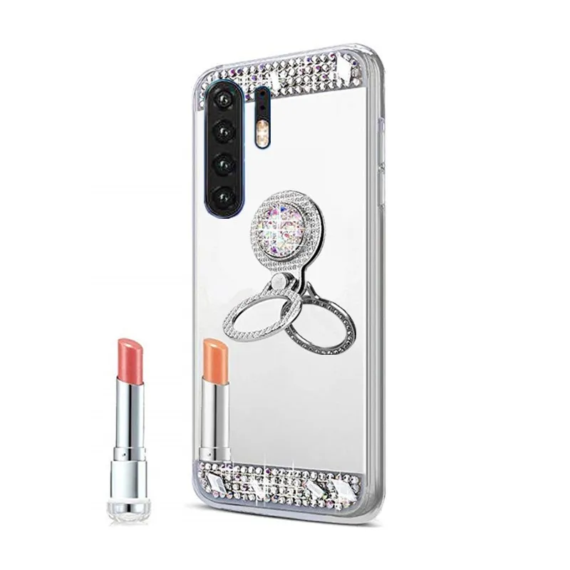 Чехол для телефона Huawei P30 Pro с 3D сияющим кристаллом и зеркальным кольцом задняя