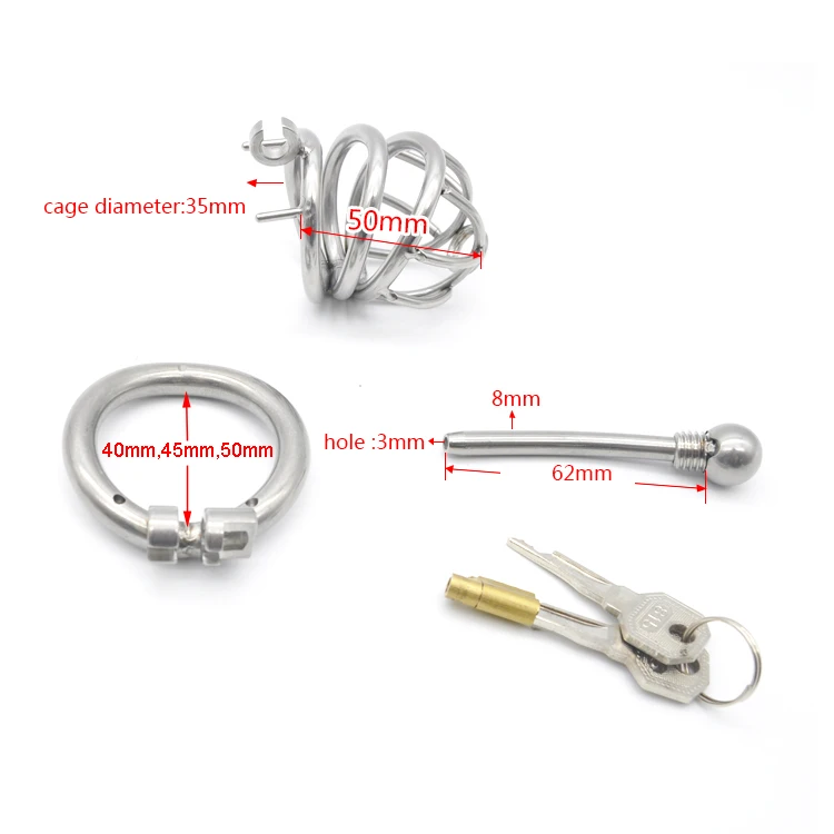 Мужское устройство верности из нержавеющей стали Stealth с катетером уретры 3 кольца