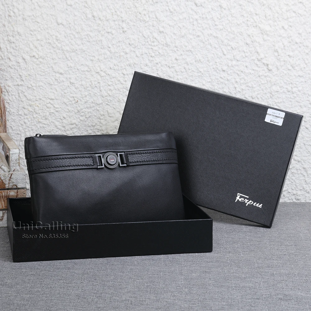 Модная мужская сумка из коровьей кожи повседневная однотонная на молнии большая