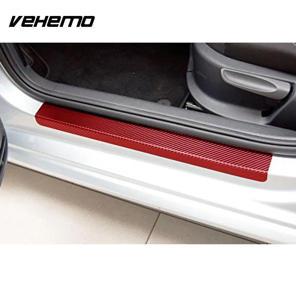 Vehemo черный/красный углеродного волокна Стикеры потертости полоса Pad Anti-Kick