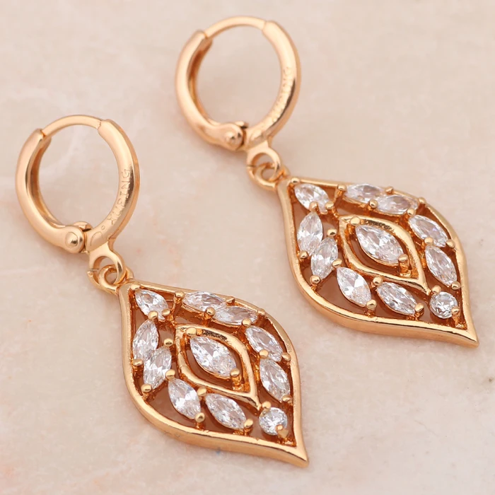 Циркония листьев Стиль Золотой Тон Модные украшения комплекты Цепочки и