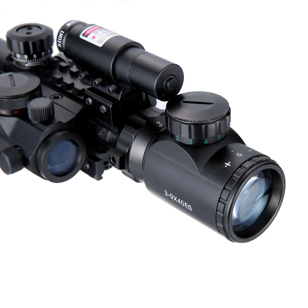 3-9X40EG тактические оптические прицелы прицел красный зеленый с подсветкой тактический прицел+ красный лазерный прицел+ голографический точечный прицел