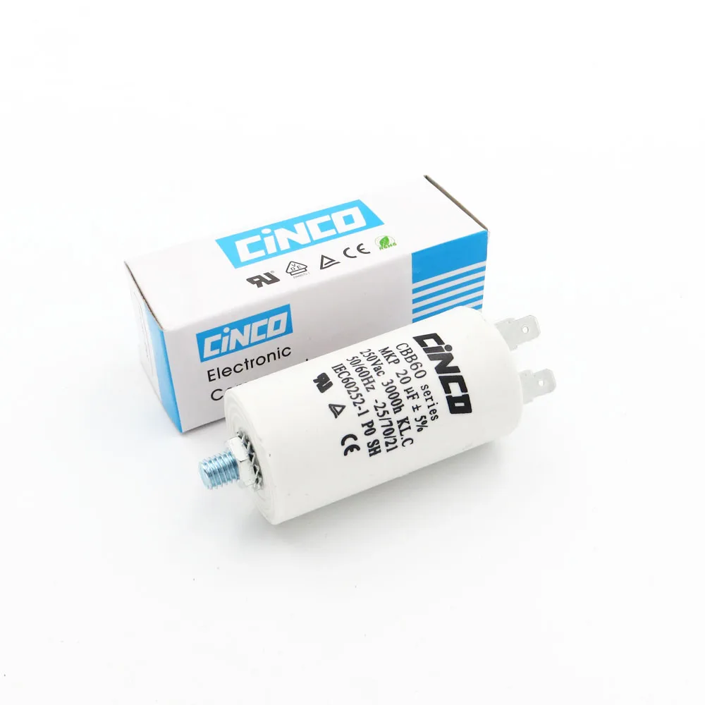 5 шт х Мотор рабочие конденсаторы полипропиленовый пленочный Ac 20MFD 250VAC CBB60 250 V 220
