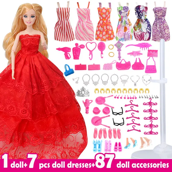 Style 01 Лот 95 предметов, куклы и аксессуары, модные куклы-игрушки для девочек, набор, принцесса, игрушки, аксессуары, сделай сам, подарок для маленькой девочки - Цвет: Style 01