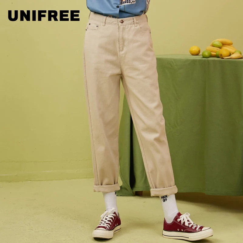 UNIFREE2019 Летний Новый Топ кремово-белый сплошной цвет тренд Модные женские девять