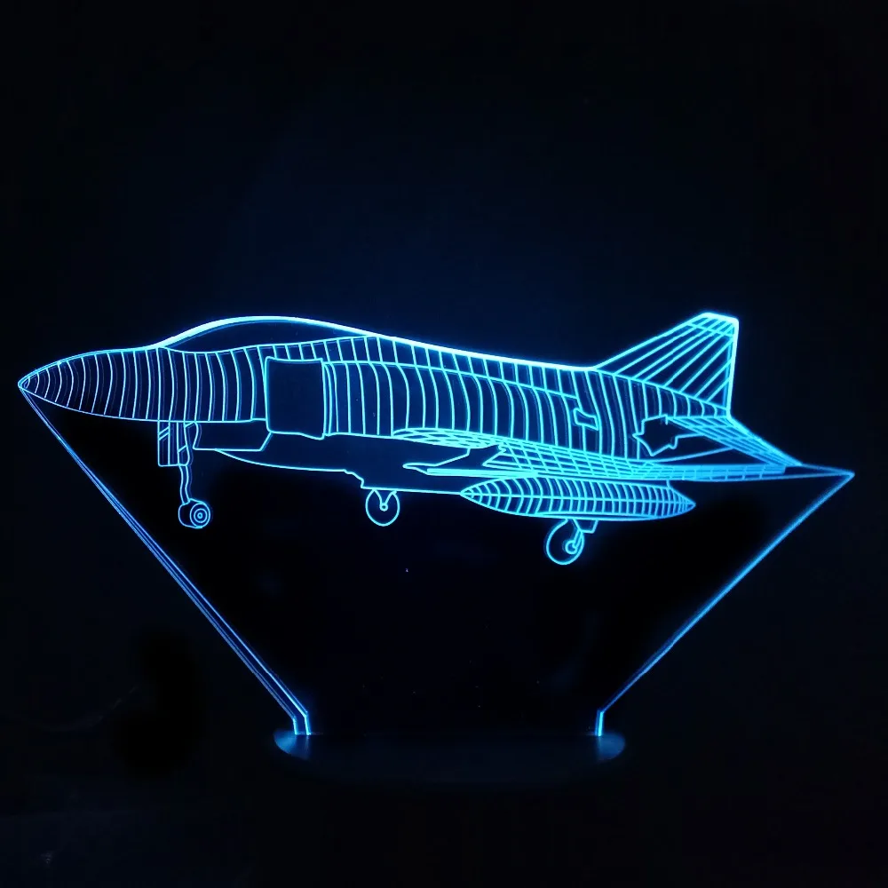 Новинка самолёт 3D светодиодные визуальные Красочные ночники USB ночник лампа для