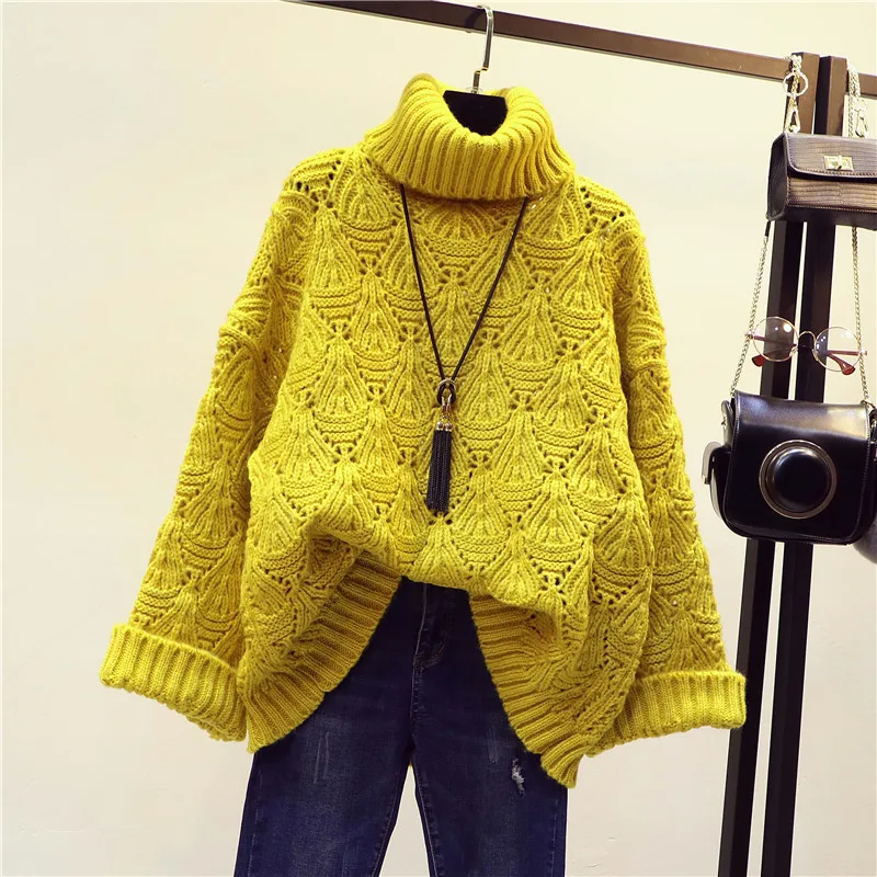 2018 новый осенне-зимний женский утепленный пуловер с высоким воротником вязаный