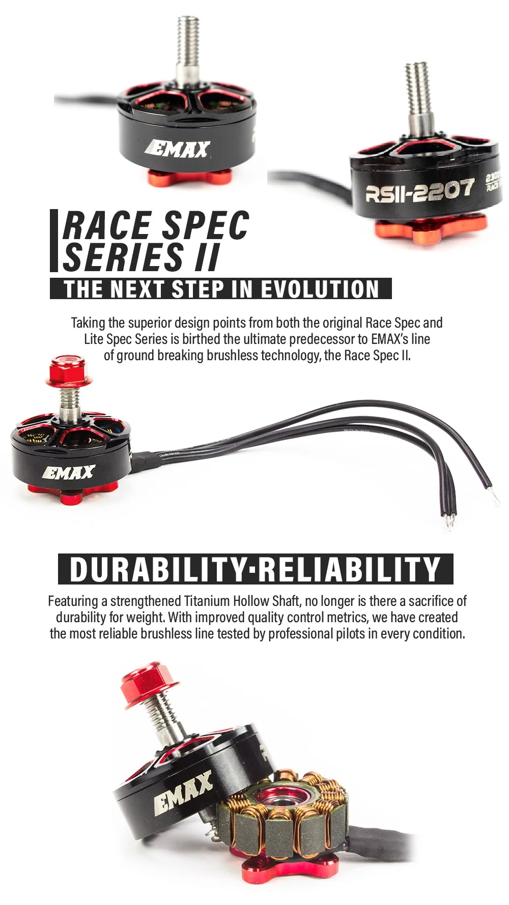 1 шт. Emax RSII 2207 бесщеточный двигатель 3-6 S 1600/2300/2550KV двигатели для FPV квадрокоптера