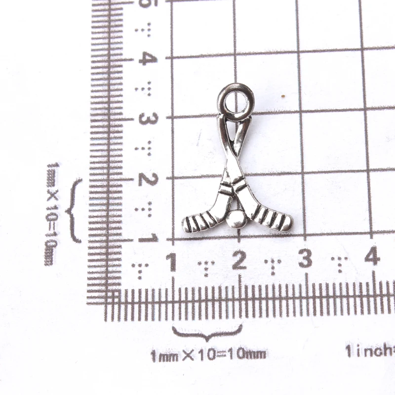 10 шт./лот Ювелирное Украшение для хоккея кулон античное серебро двухсторонние