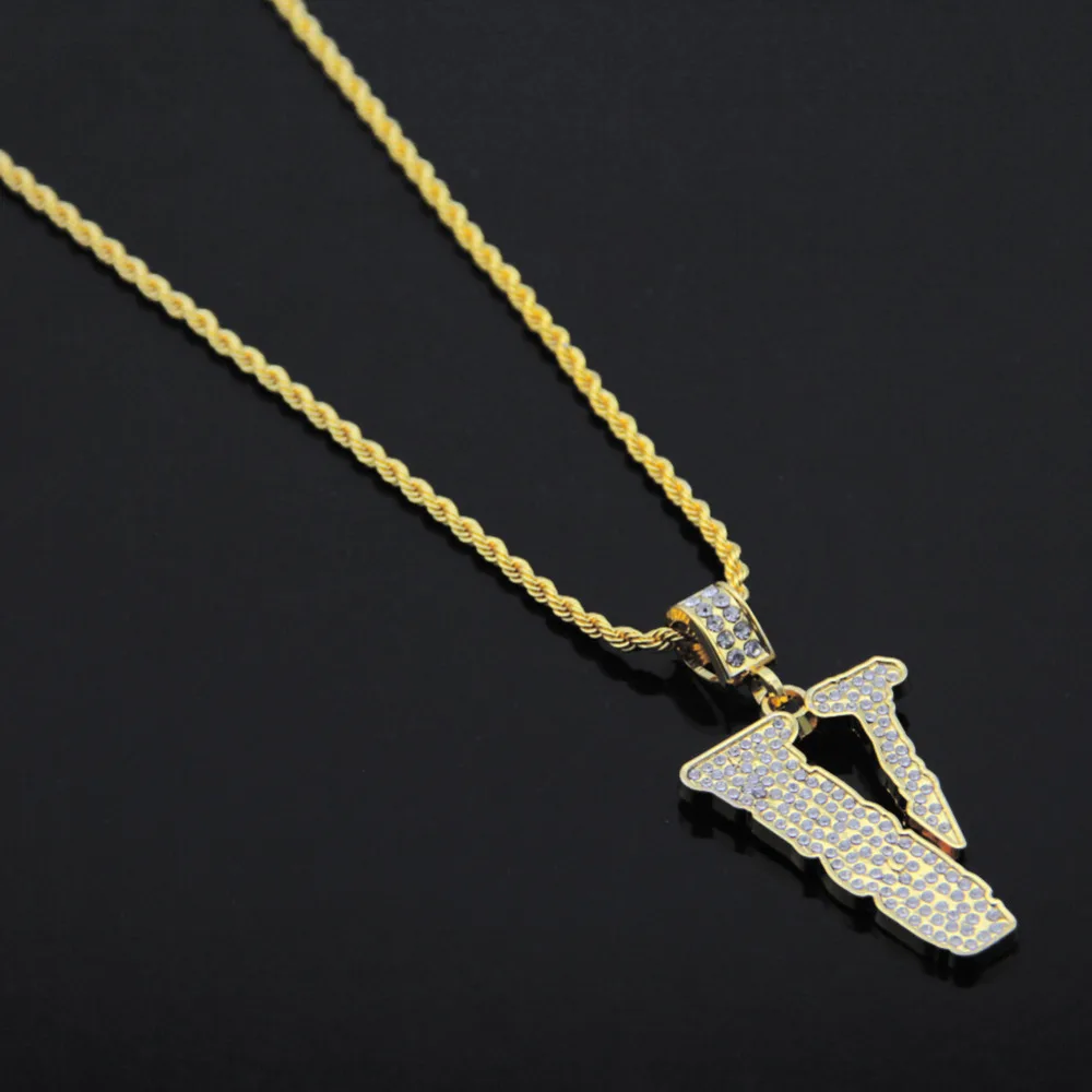 Marcatsa полное CZ Iced Out Bling Charm V письмо мужское ожерелье хип-хоп цепочка ожерелье s Подвески панк-рок ювелирные изделия подарок дропшиппинг