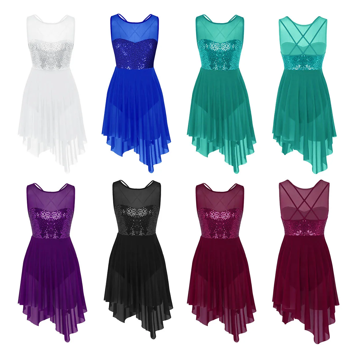 Балетное платье для взрослых Новое поступление без рукавов с блестками трико