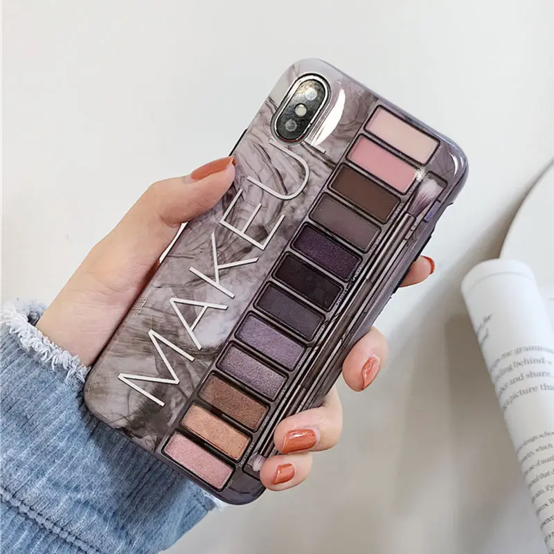Макияж тени для век Палитра чехол для телефона для iphone 11 11pro XS Max XR X XS 6 6s 7 8 plus Глянцевая Мягкая силиконовая защитная задняя крышка