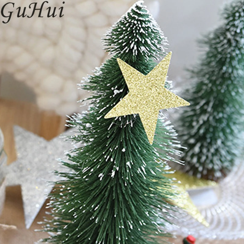 Золотой красный серебряный блестящая пятиконечная звезда Рождественская елка