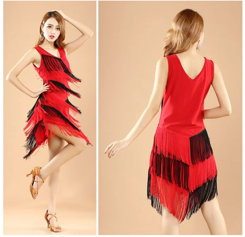 

Новый стиль, Осенние латинские танцы костюмы латинские танцы платье Дешевые без каблуков с кисточками; 2 цвета VL-QL001