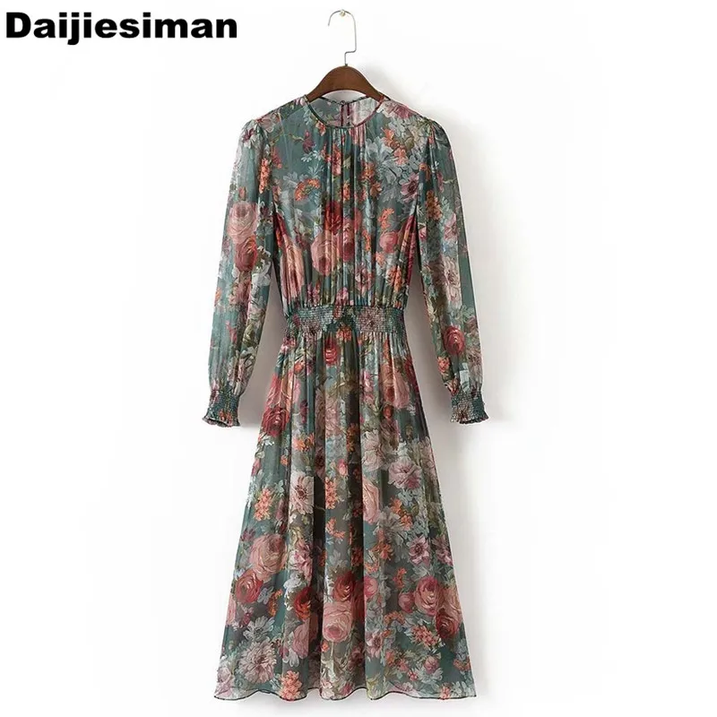 2017 осеннее винтажное шифоновое платье с цветочным принтом и открытой спиной