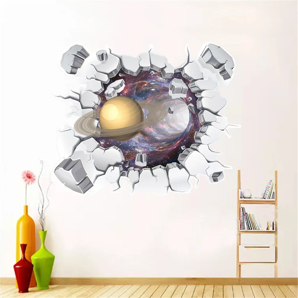 3D разбитая стена Вселенная Галактика пейзаж фантазия планета домашнее украшение