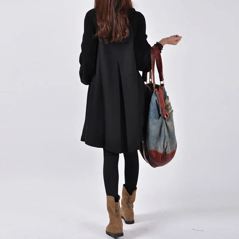 HEE GRAND, Длинные куртки, 5 xl, женская накидка, плащ-ветровка, свободный зимний шерстяной плащ, Осеннее манто, Femme WWN1203