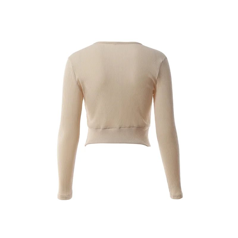 Autumn Long Sleeve Solid Sexy Women's Baggy Deep V-neck Short Tops Chunky Knitted Sweater Jumper Women Blouse TP0012 | Женская
