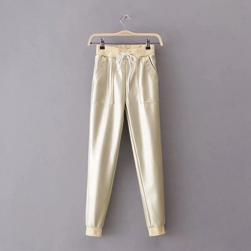 Женский спортивный костюм из искусственной кожи s комплект двух предметов: Топ и