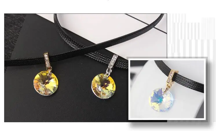 Labekaka колье с кожаной веревкой, украшенное кристаллами Swarovski, уникальные вечерние ювелирные изделия с цепочкой для коктейлей