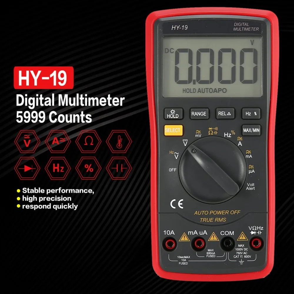 Цифровой мультиметр HY-19 DC/AC Измеритель тока напряжения ручной Амперметр тестер