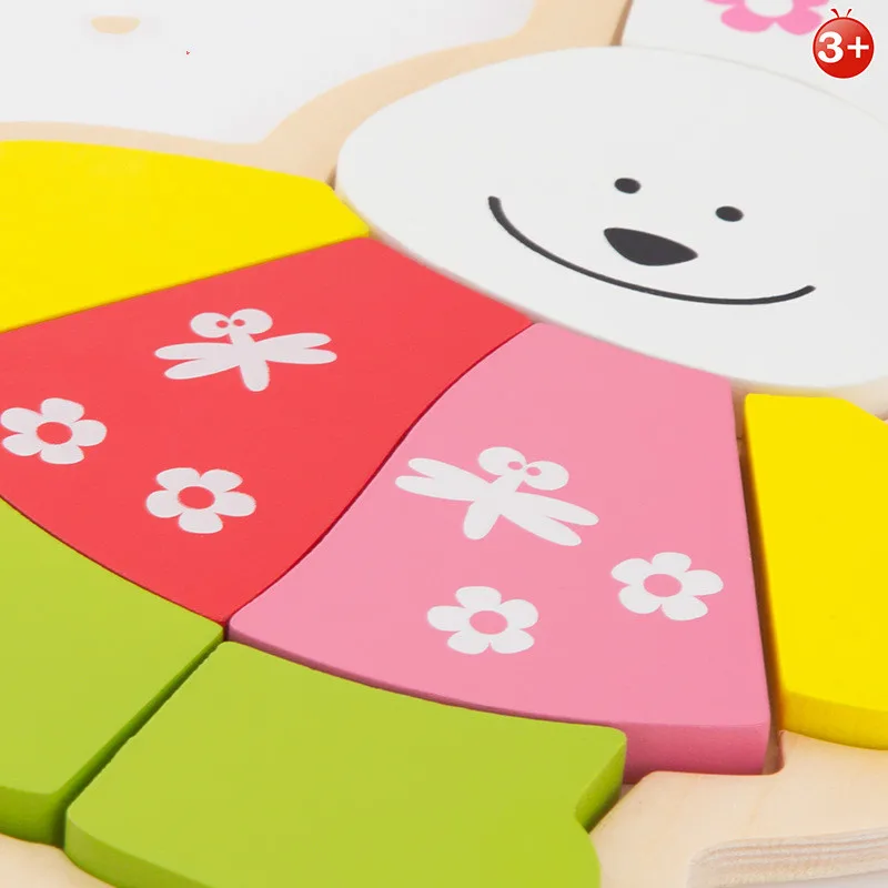 Деревянные мультфильм животных 3D головоломка настольная игрушка детское раннее