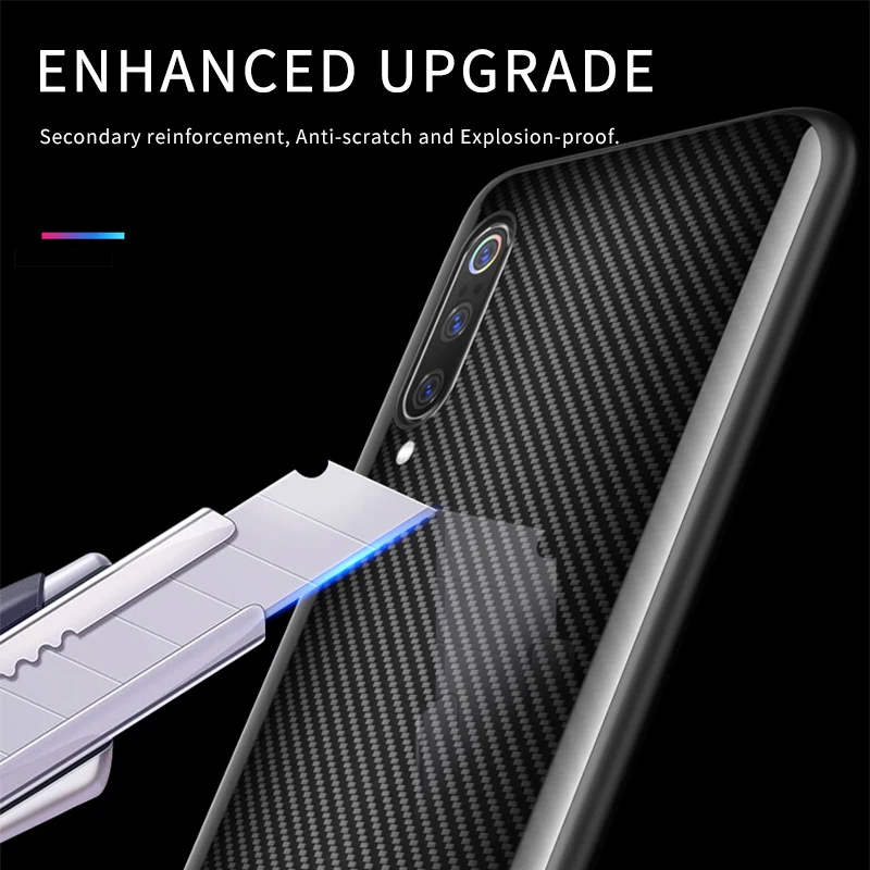 Luxury Case for Xiaomi Mi 9 Mi9 Transparent Edition Tempered Glass Back HD Patterned Soft Edge TPU Silicone Phone Cover | Мобильные