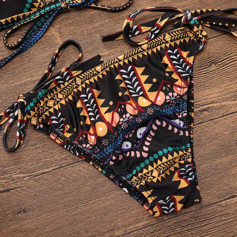 CHAMSGEND Women bikini 2019 sexy Print Bandage Bikini Set Push Push-up Bra Swimsuit Bathing Beachwear swiming women girls | Женская