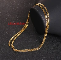bangrui 2017 24k gold necklace jewelry mens small medium big size figaro chain brass necklace