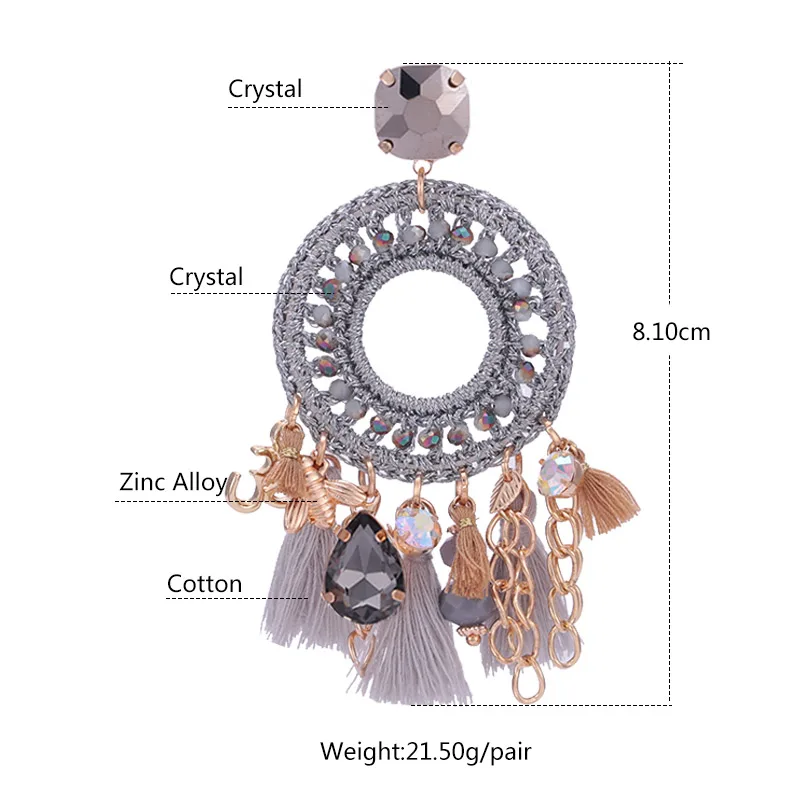 Sehuoran женские серьги с кисточками Boho Oorbellen хрустальные бусины граненые ручной