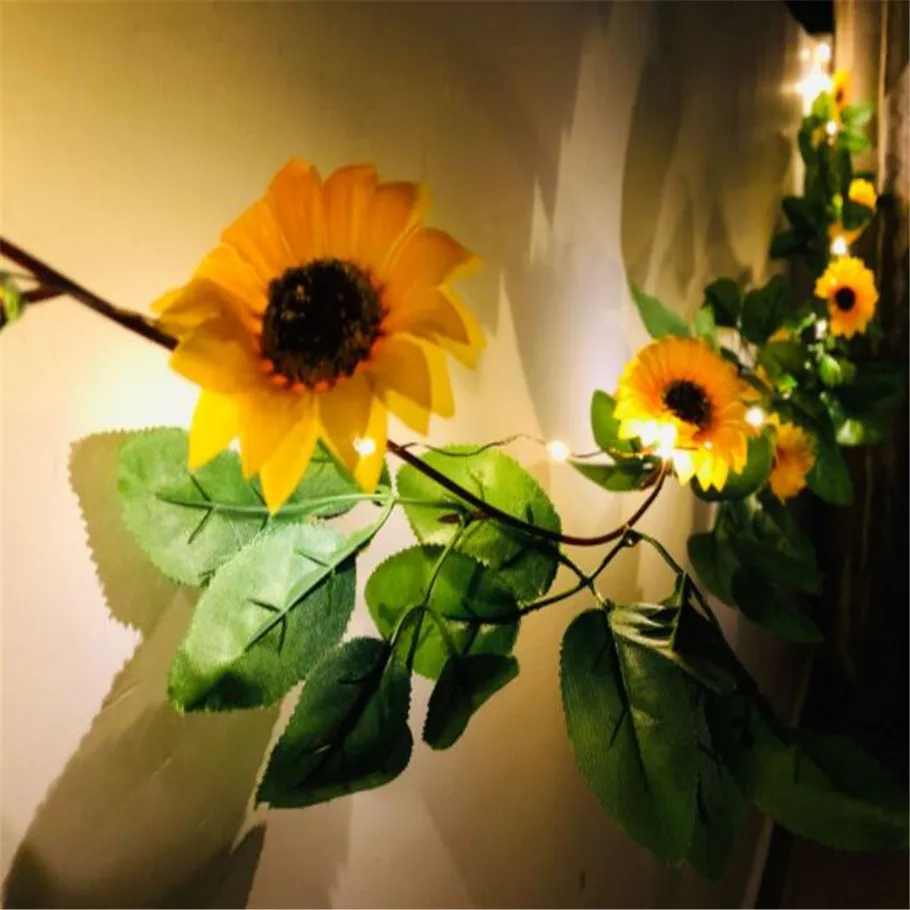 2 метра Подсолнух медная проволочная лампа гирлянда для рождественской