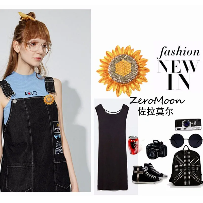 Женская Брошь в виде подсолнуха со стразами | Украшения и аксессуары