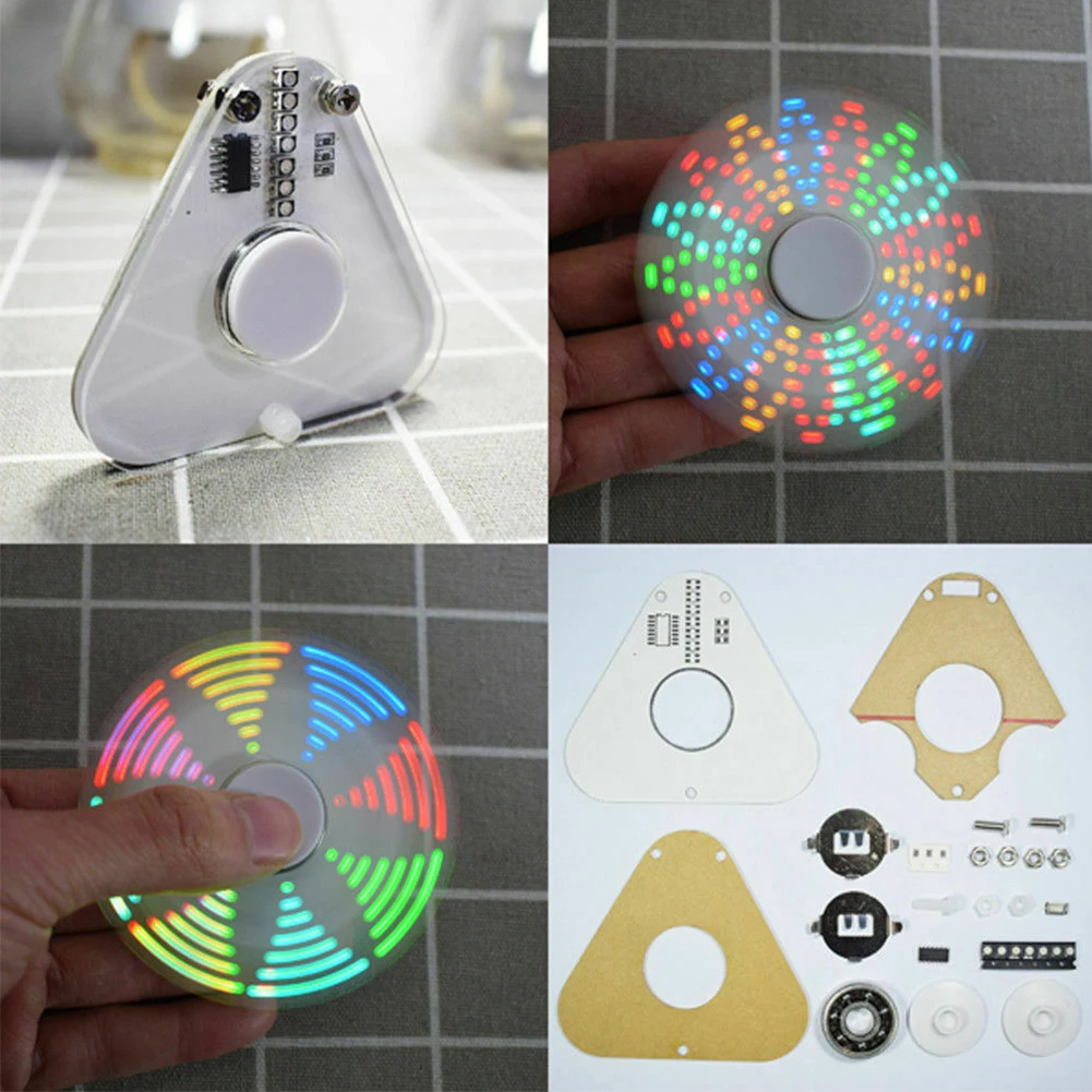 DIY SMD Обучающий набор интересный прочный акриловая лампа RGB треугольный Спиннер POV