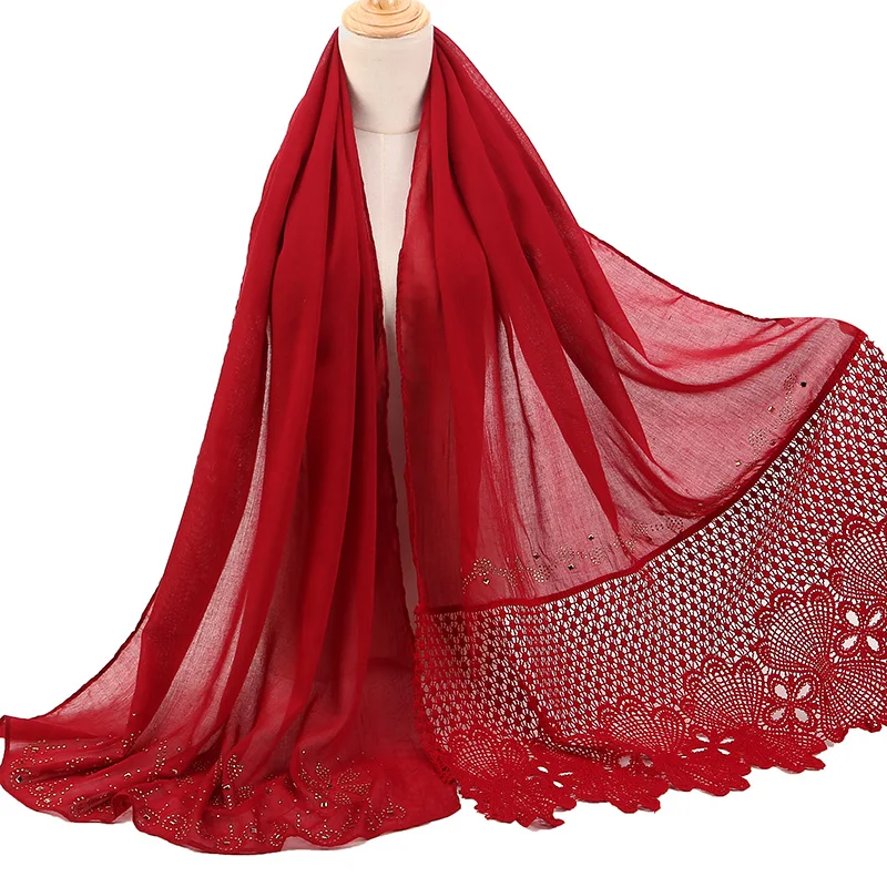 Новый дизайн большой размер хлопковый мягкий кружевной шарф хиджаб цветочный с