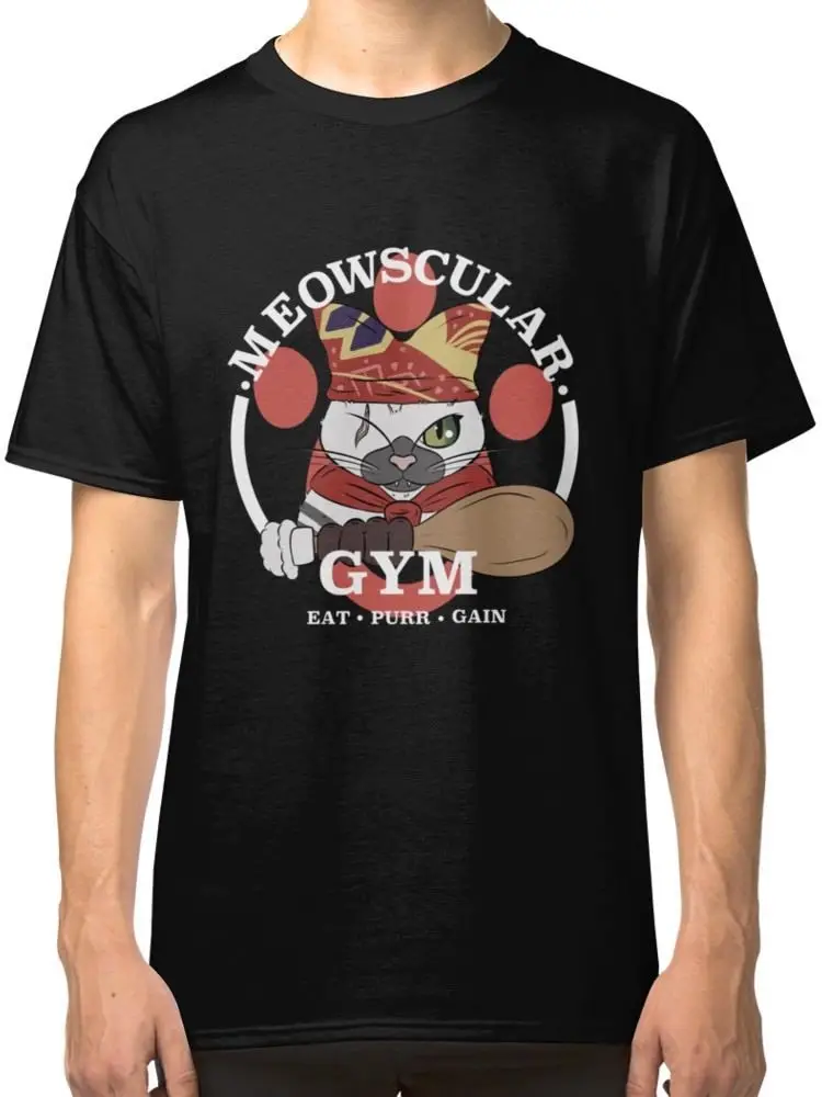 Meowscular gymer Для мужчин черный топы футболки Костюмы| |