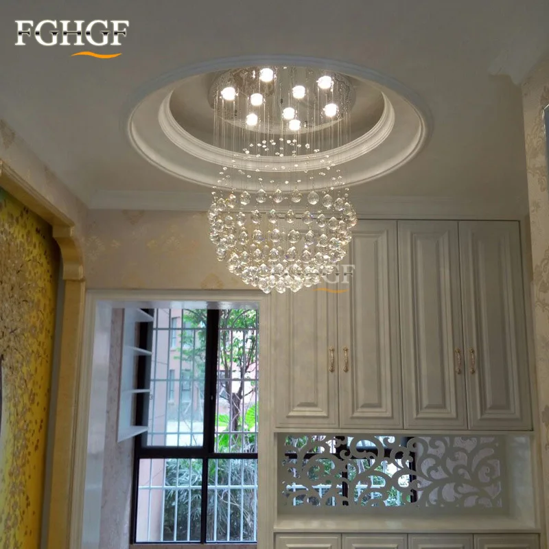 Лампа круглой формы Роскошная Современная хрустальная люстра освещение для зала
