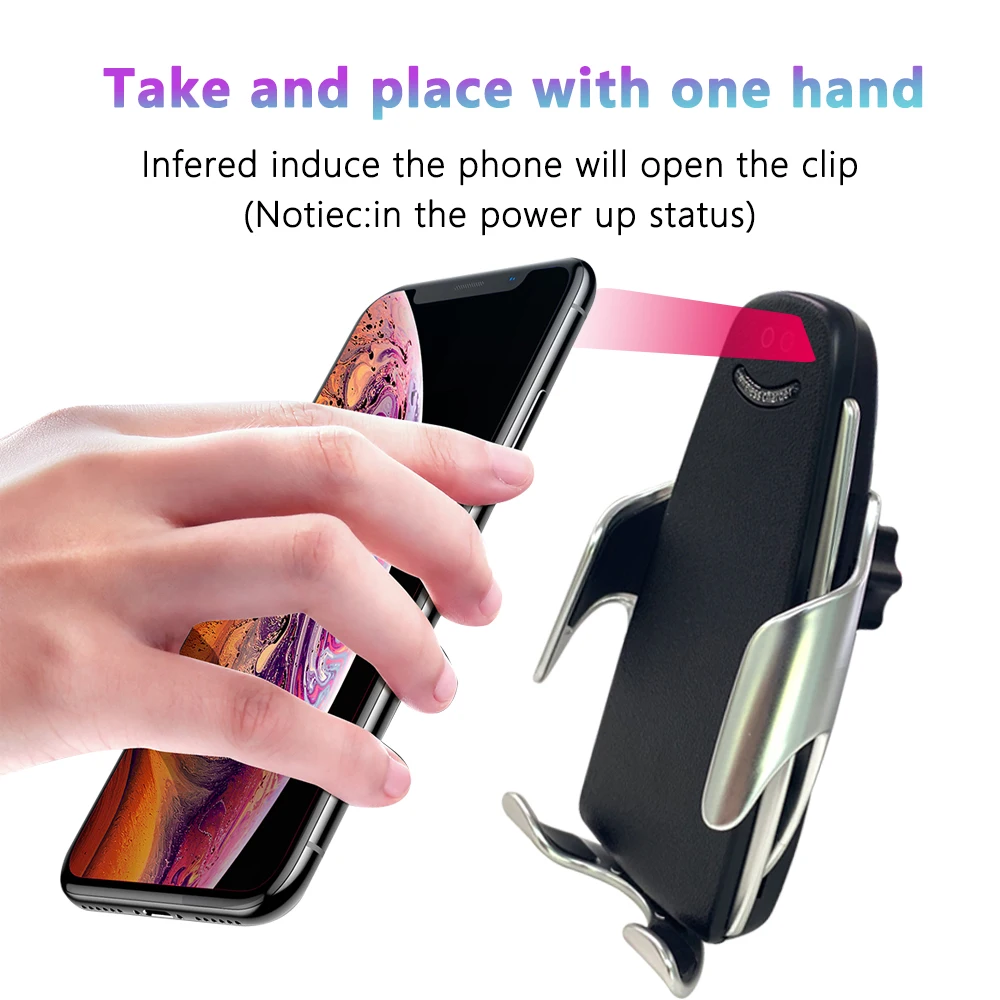 Автоматическое Qi USB автомобильное беспроводное зарядное устройство для IPhone X XS XR