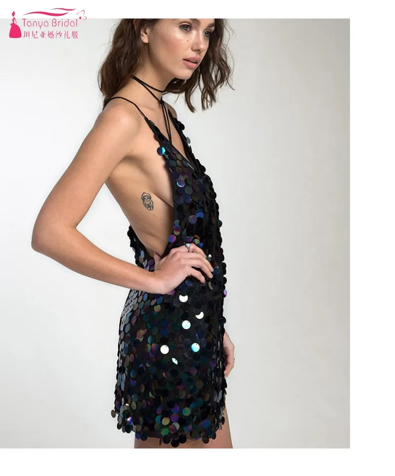 Таня черные Блестки vestido coctel mujer элегантные коктейльные платья Прямые V длинное платье с открытой спиной коктейльное женское вечернее платье JQ231