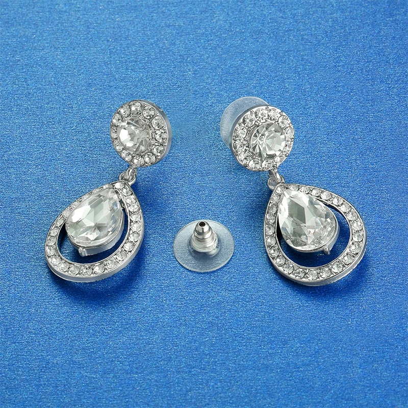 Модные европейские свадебные серьги Miallo Стразы с кристаллами в форме капли воды