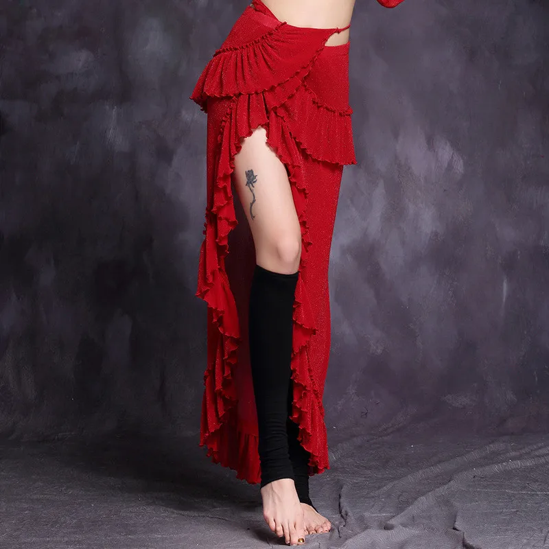 Wine red Новая Одежда для танцев танец живота Костюмы костюм аксессуары Половина Круглая обертка пояс хип шарф живота юбка для танцев эластичные(с Штаны - Цвет: Wine red