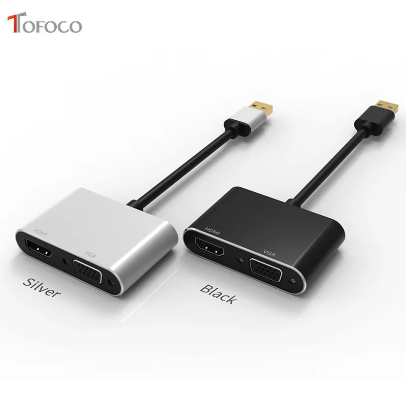 Адаптер TOFOCO USB3.0 HDMI VGA 4K HD 1080P многоэкранный 2 в 1 преобразователь USB аудио и