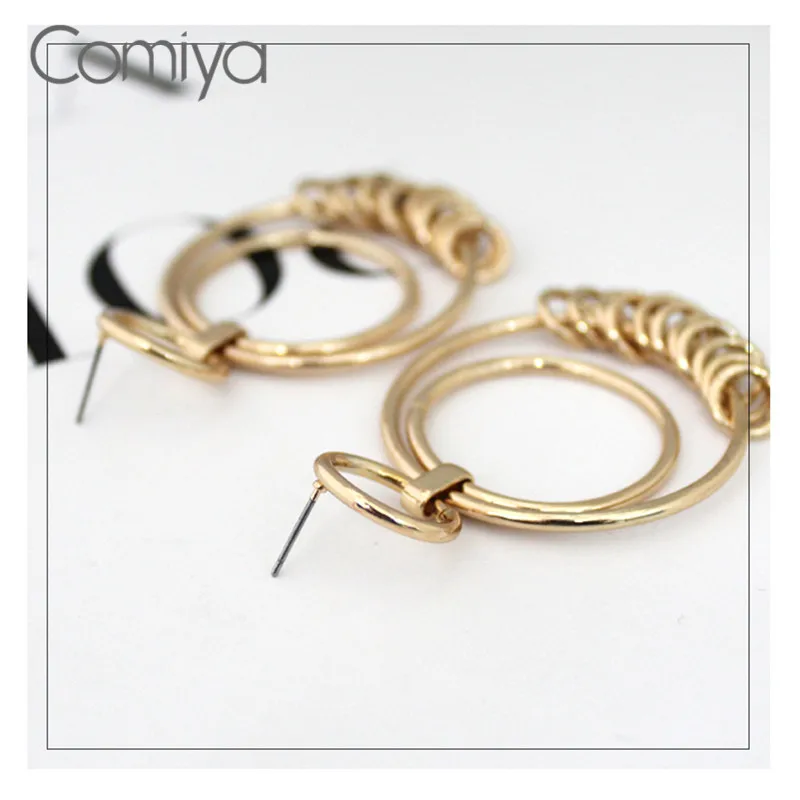 

Comiya Lovely Accessories Zinc Alloy Oorbellen Voor Vrouwen Gold Color Circles Tassels Earrings For Women Boucle d'oreille Femme