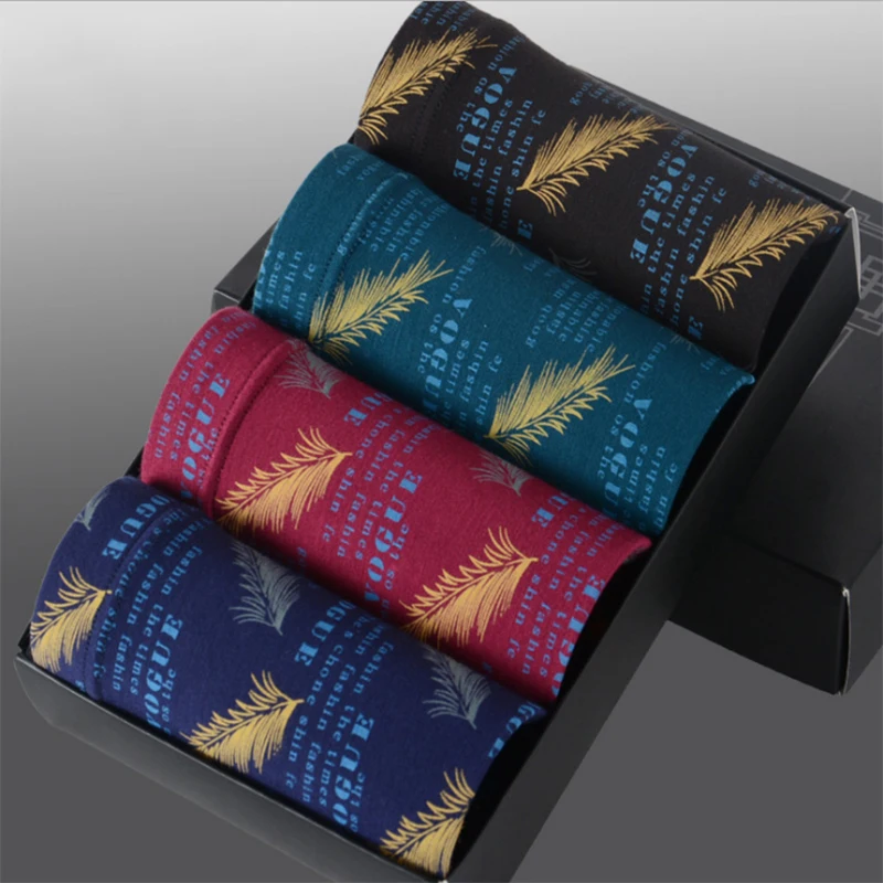 CR Men Boxers Modal Underwear 4pcs/lot Gift Box Summer Antibacterial Comfortable Breathable Plus Size Print Brand AU330 | Мужская одежда