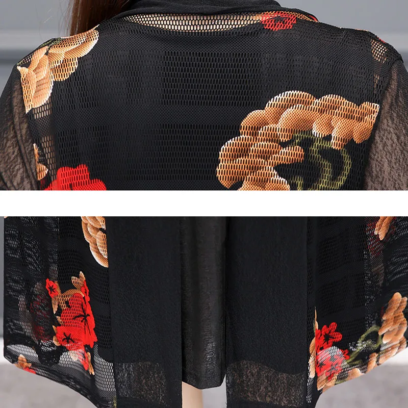 OHRYIYIE размера плюс 5XL в винтажном стиле Сезон весна кардиган цветочек для женщин